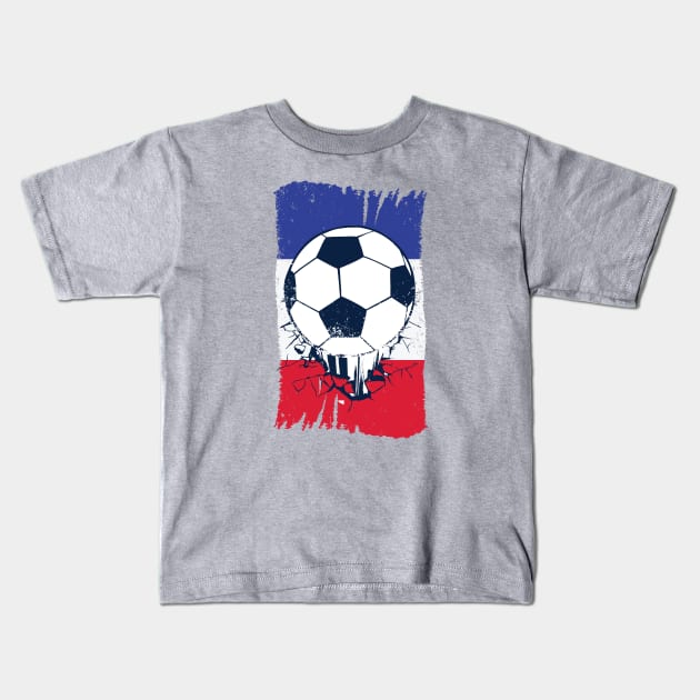 Vintage French Flag with Football // Retro France Soccer Kids T-Shirt by SLAG_Creative